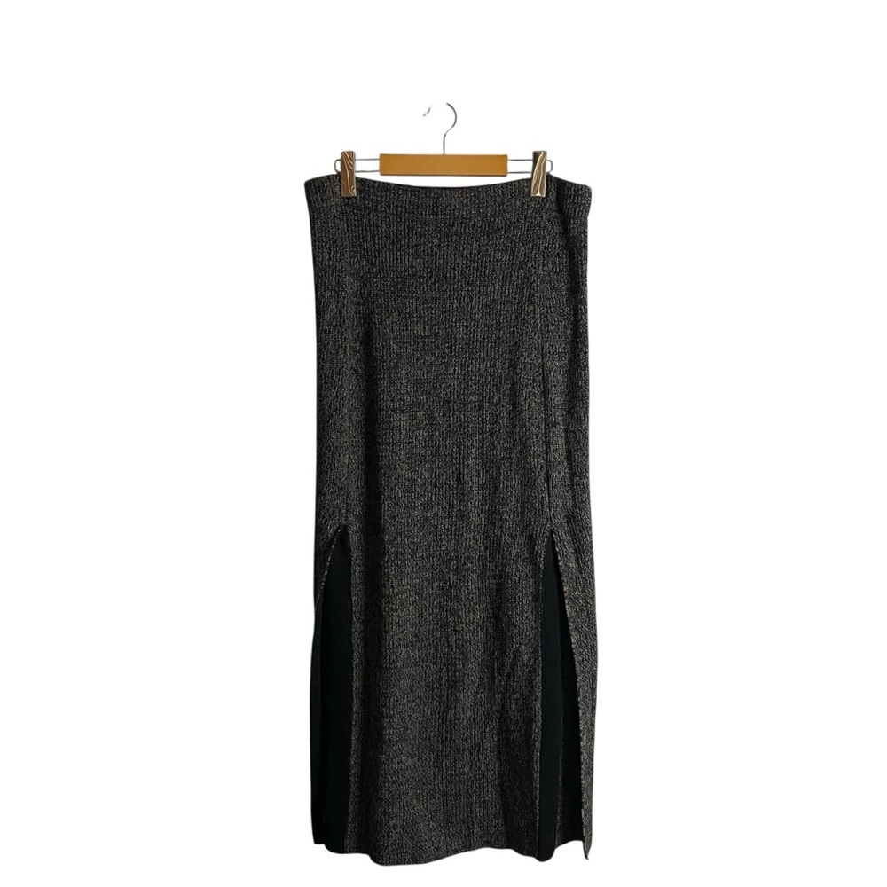 Cynthia Rowley Women's Gray Marled Maxi Wool Knit Skirt